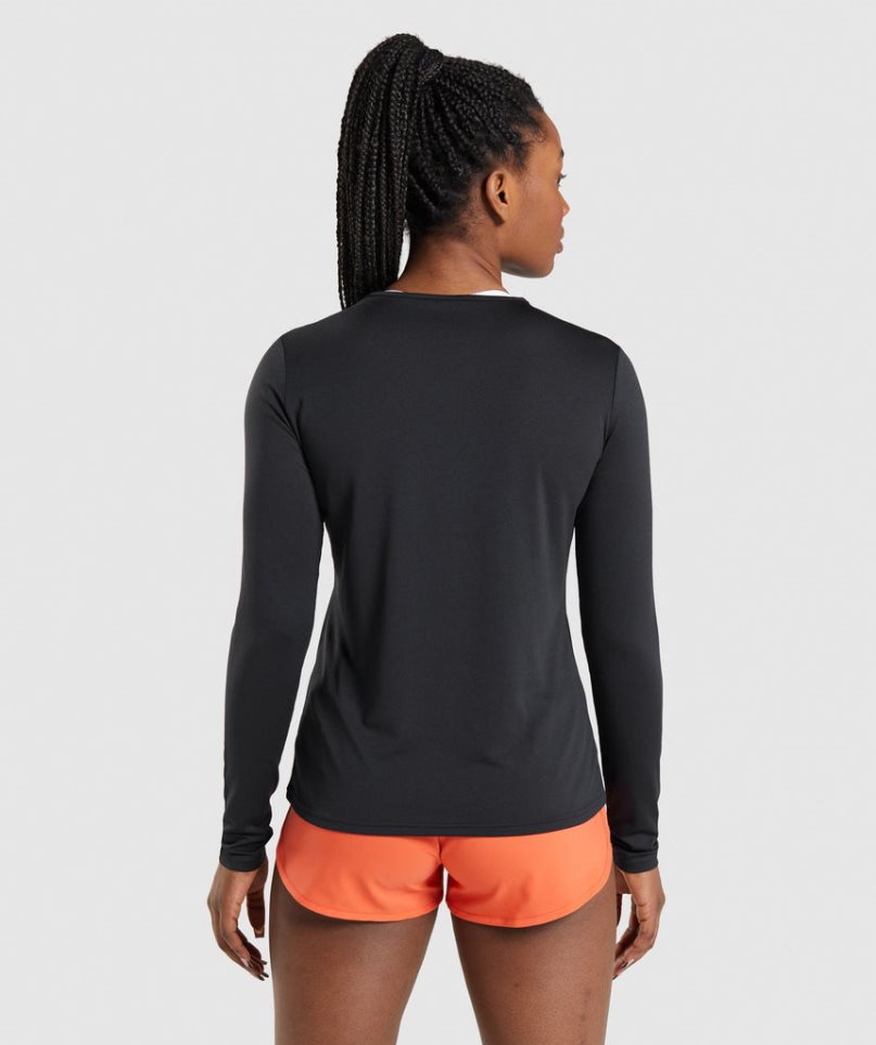 Women's Gymshark Training Long Sleeve Top T-Shirts Black | NZ 7AFLJR